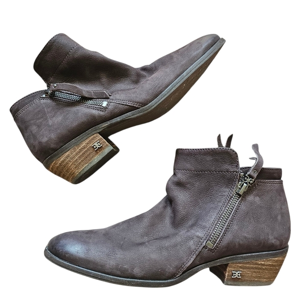 Sam Edelman Packer Brown Leather Ankle Booties Boots Size 8 - Picture 1 of 8